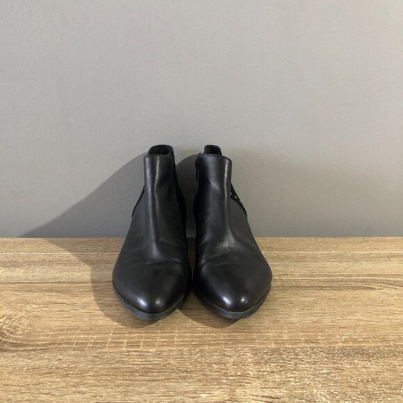 Nine West Womens Size 8 Black Leather Studs Flats Zip Ankle Booties - Picture 2 of 11